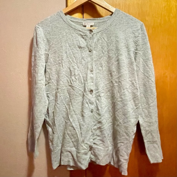 Merona Vintage Womens Size Medium Light Gray Button Up Cardigan Knit Sweater - Picture 1 of 11